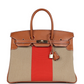 Birkin 35 Flag Ficelle and Paprika Toile H and Fauve Barenia Permabrass Hardware