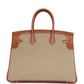 Birkin 35 Flag Ficelle and Paprika Toile H and Fauve Barenia Permabrass Hardware