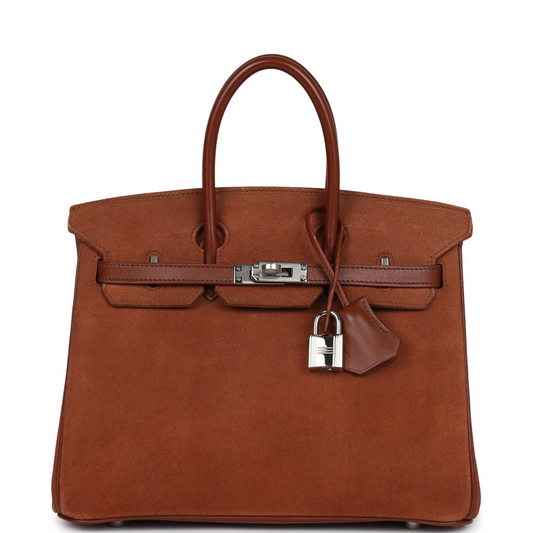 Birkin 25 Vintage Noisette Doblis and Box Palladium Hardware