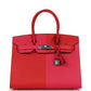 Birkin 30 Casaque Sellier Rouge De Coeur and Rose Extreme Epsom Palladium Hardware