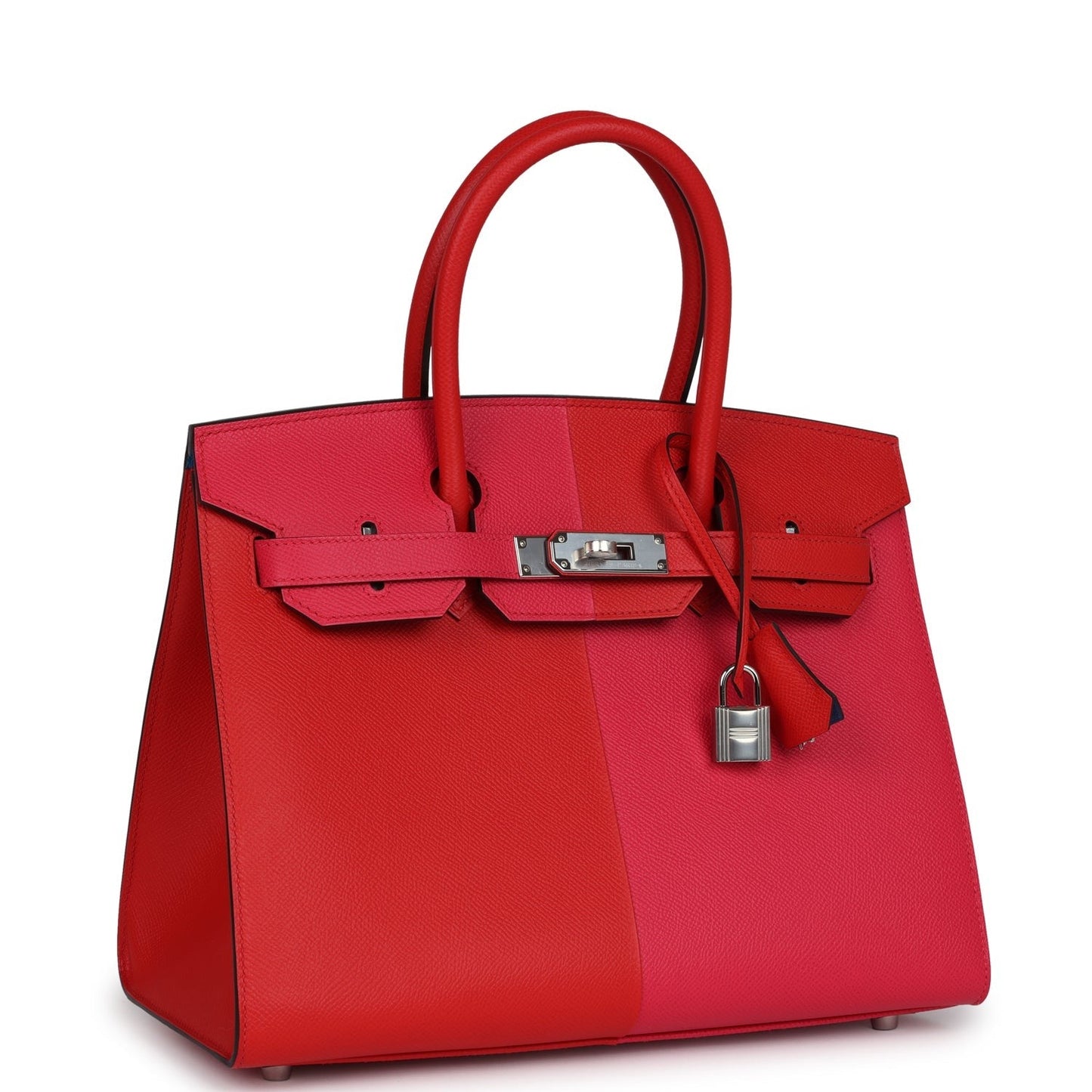 Birkin 30 Casaque Sellier Rouge De Coeur and Rose Extreme Epsom Palladium Hardware