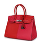 Birkin 30 Casaque Sellier Rouge De Coeur and Rose Extreme Epsom Palladium Hardware