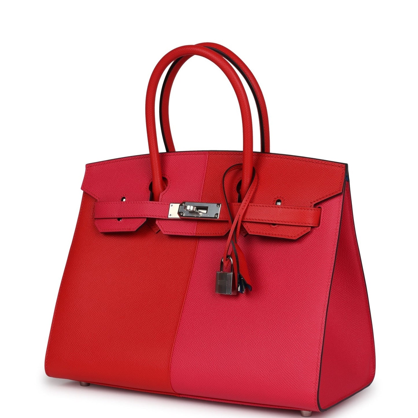 Birkin 30 Casaque Sellier Rouge De Coeur and Rose Extreme Epsom Palladium Hardware