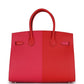 Birkin 30 Casaque Sellier Rouge De Coeur and Rose Extreme Epsom Palladium Hardware