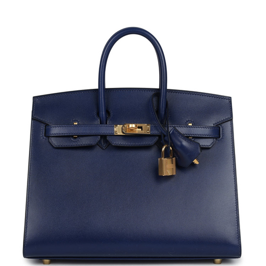 Birkins 25 Bleu Saphir Box Gold Hardware