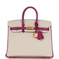 Hermès Special Order (HSS) Birkin 25 Craie and Rose Pourpre Epsom Brushed Gold Hardware