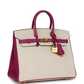 Hermès Special Order (HSS) Birkin 25 Craie and Rose Pourpre Epsom Brushed Gold Hardware
