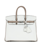 Hermès Special Order (HSS) Birkin 25 White and Etoupe Clemence Brushed Palladium Hardware