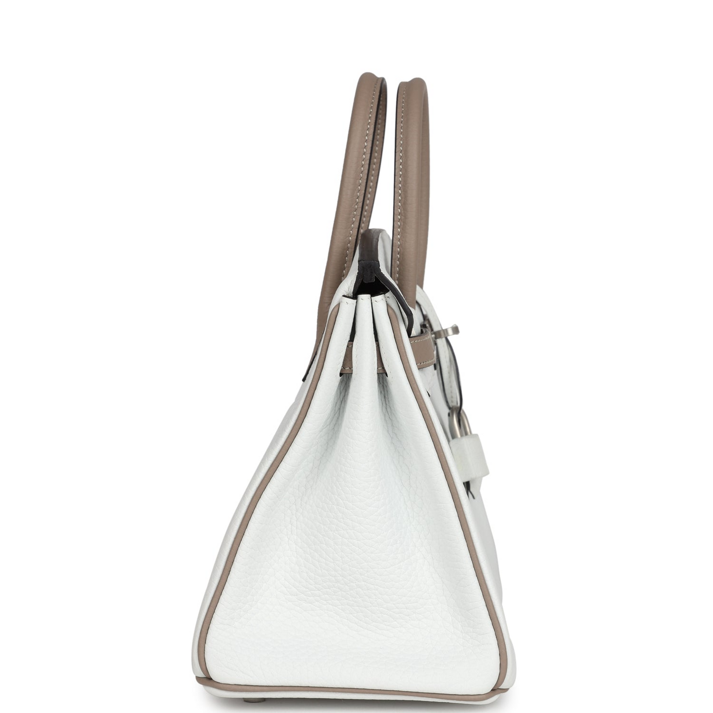 Hermès Special Order (HSS) Birkin 25 White and Etoupe Clemence Brushed Palladium Hardware