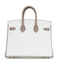 Hermès Special Order (HSS) Birkin 25 White and Etoupe Clemence Brushed Palladium Hardware