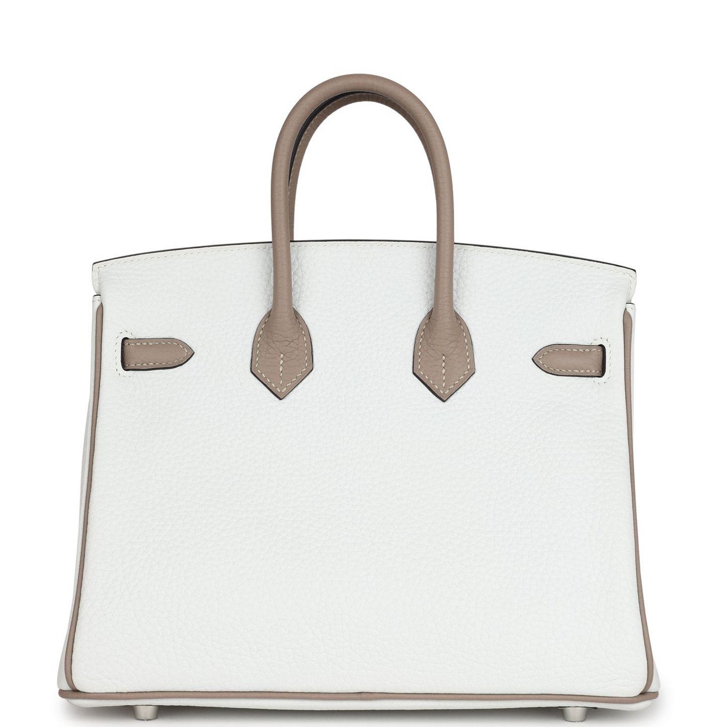 Hermès Special Order (HSS) Birkin 25 White and Etoupe Clemence Brushed Palladium Hardware