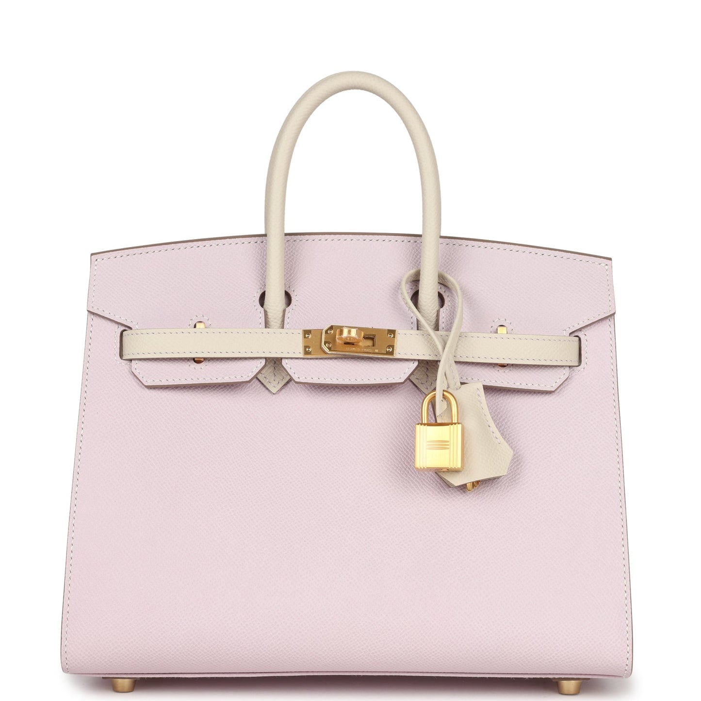 Special Order (HSS) Birkin Sellier 25 Mauve Pale and Craie Epsom Brushed Gold Hardware