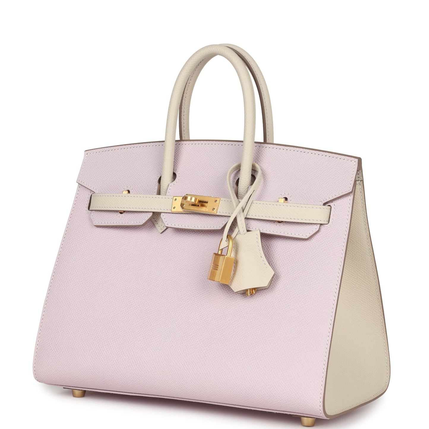 Special Order (HSS) Birkin Sellier 25 Mauve Pale and Craie Epsom Brushed Gold Hardware