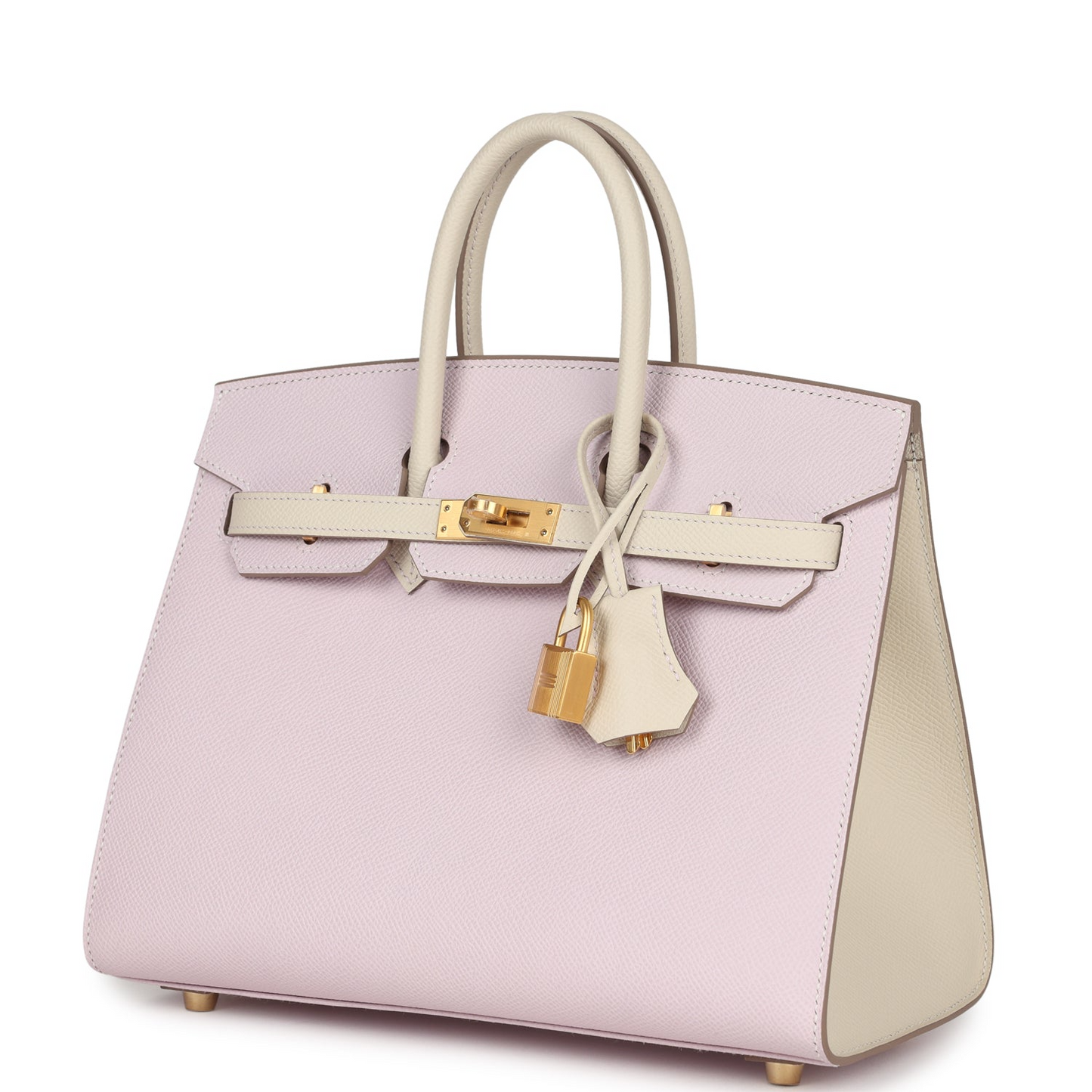 Hermès Special Order (HSS) Birkin 25 Sellier Mauve Pale and Craie Epsom Brushed Gold Hardware