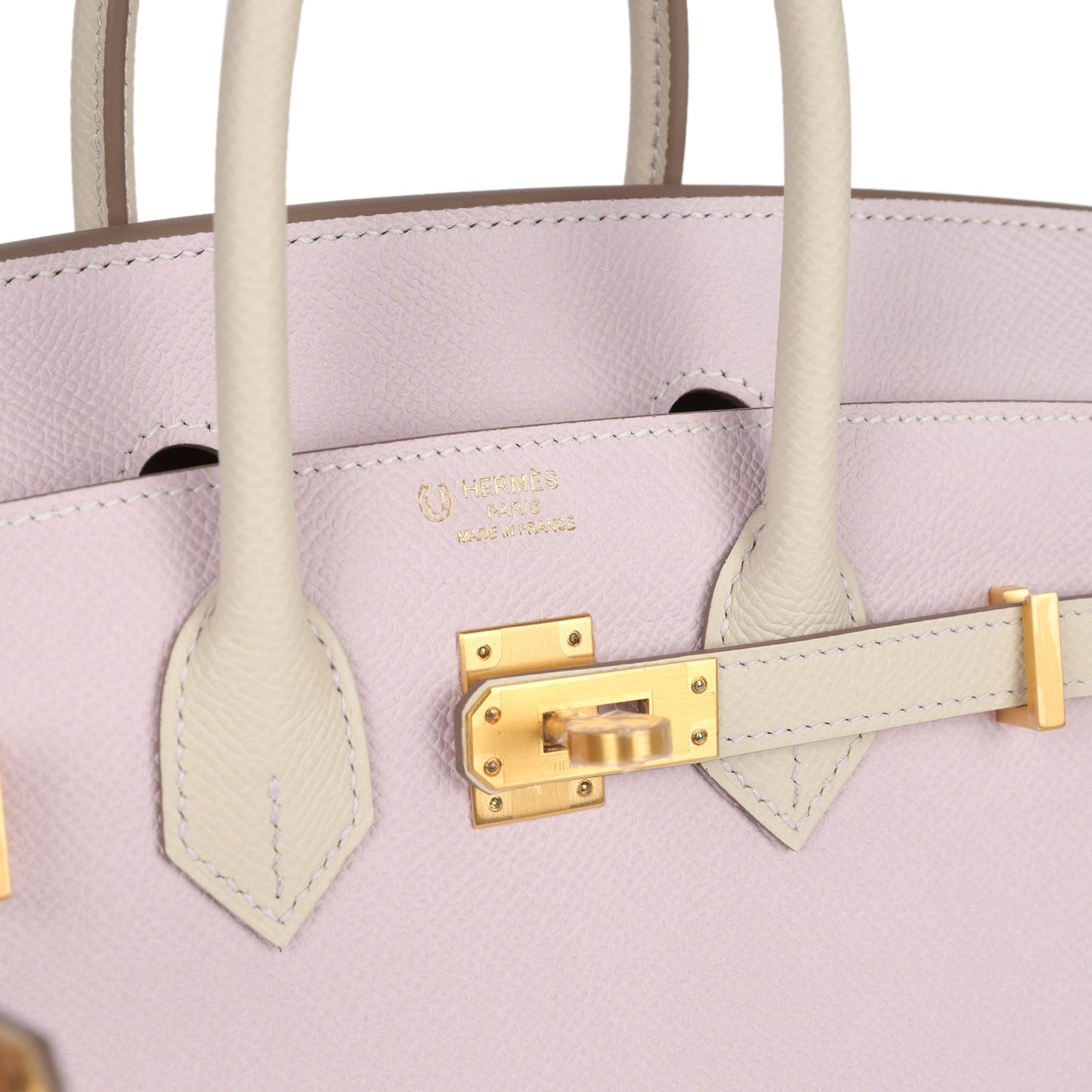 Special Order (HSS) Birkin Sellier 25 Mauve Pale and Craie Epsom Brushed Gold Hardware