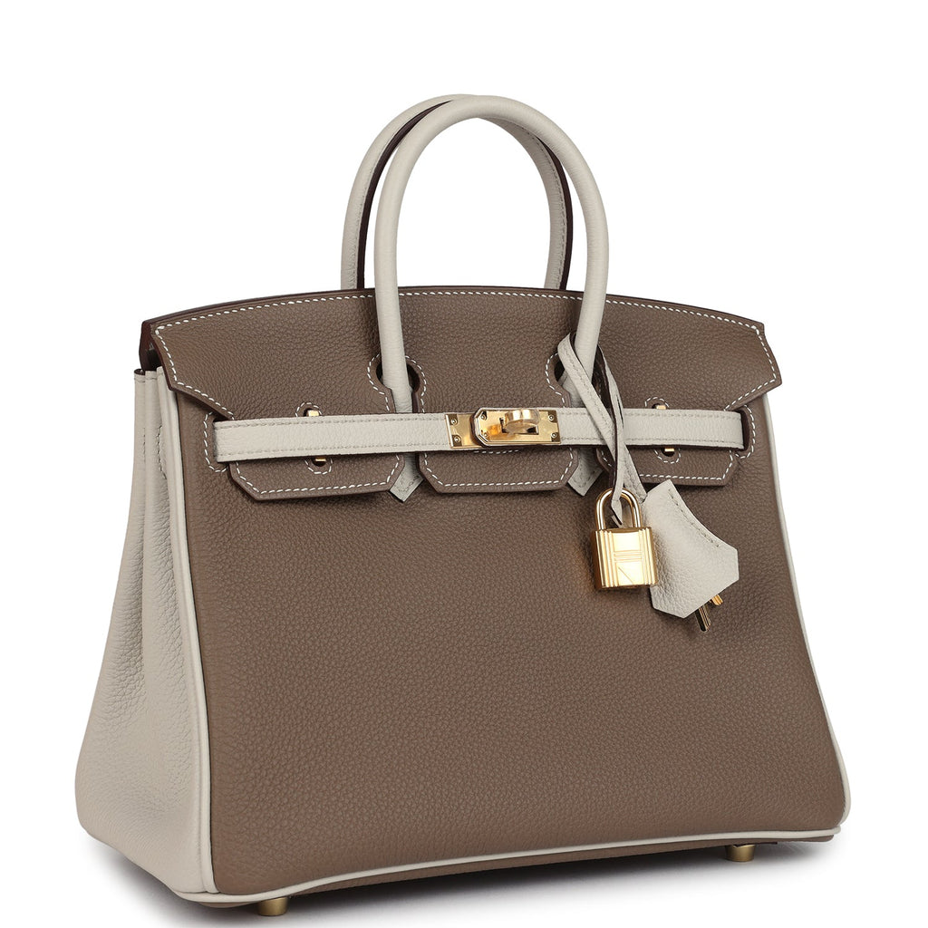 Hermès Special Order (HSS) Birkin 25 Etoupe and Craie Togo Gold Hardware
