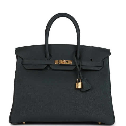 Birkin 35 Vert Fonce Togo Gold Hardware