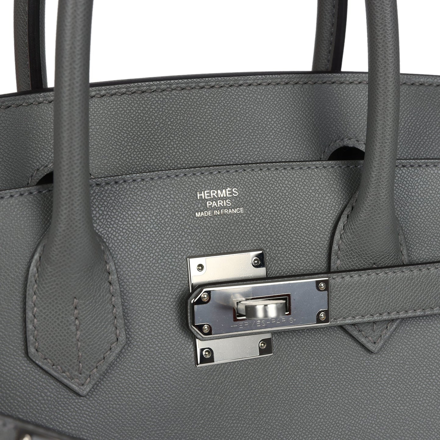 Birkin Sellier 30 Gris Meyer Madame Palladium Hardware