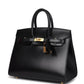 Birkin Sellier 25 Black Box Gold Hardware