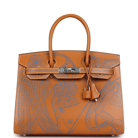 Birkin Sellier 30 "Zouaves Et Dragons" Naturel Sable Butler Palladium Hardware