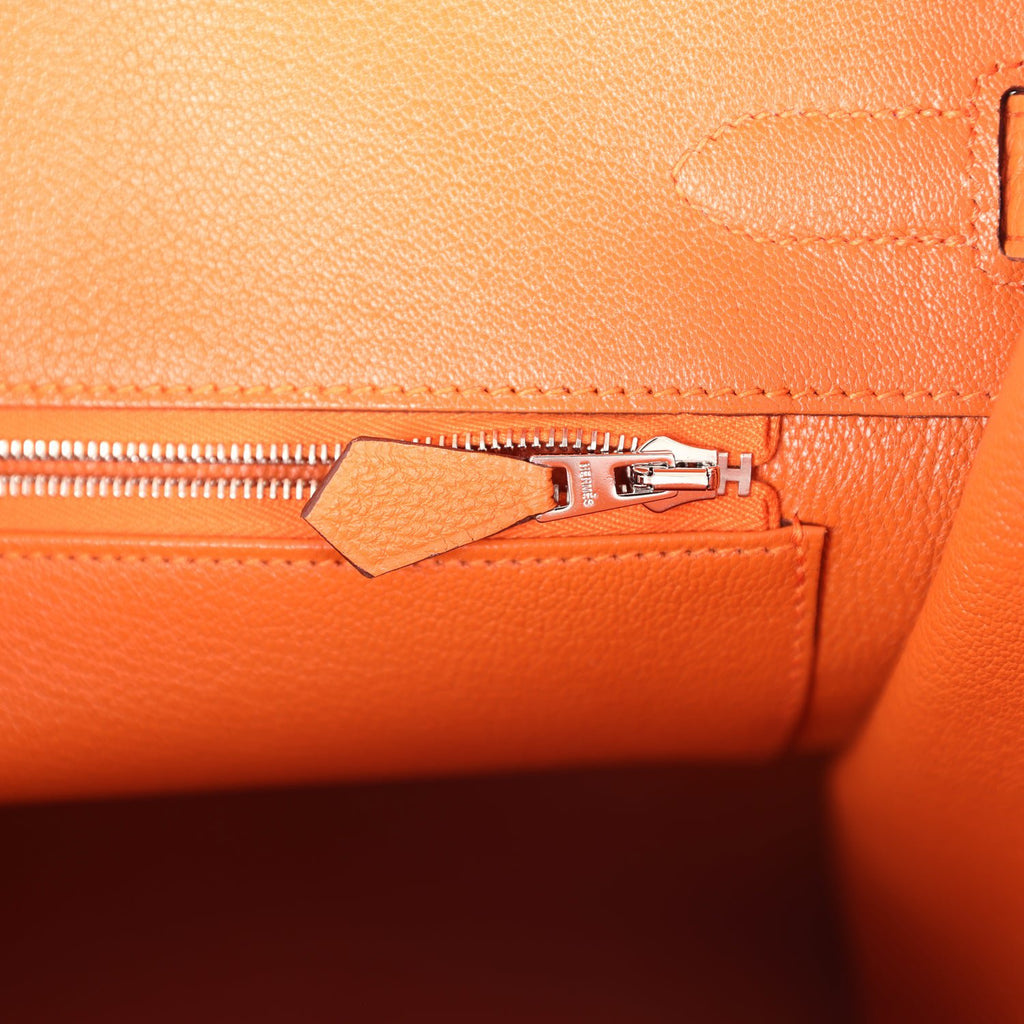 Birkin 35 Orange Togo Palladium Hardware