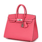Birkin Sellier 25 Rose Azalee Epsom Palladium Hardware
