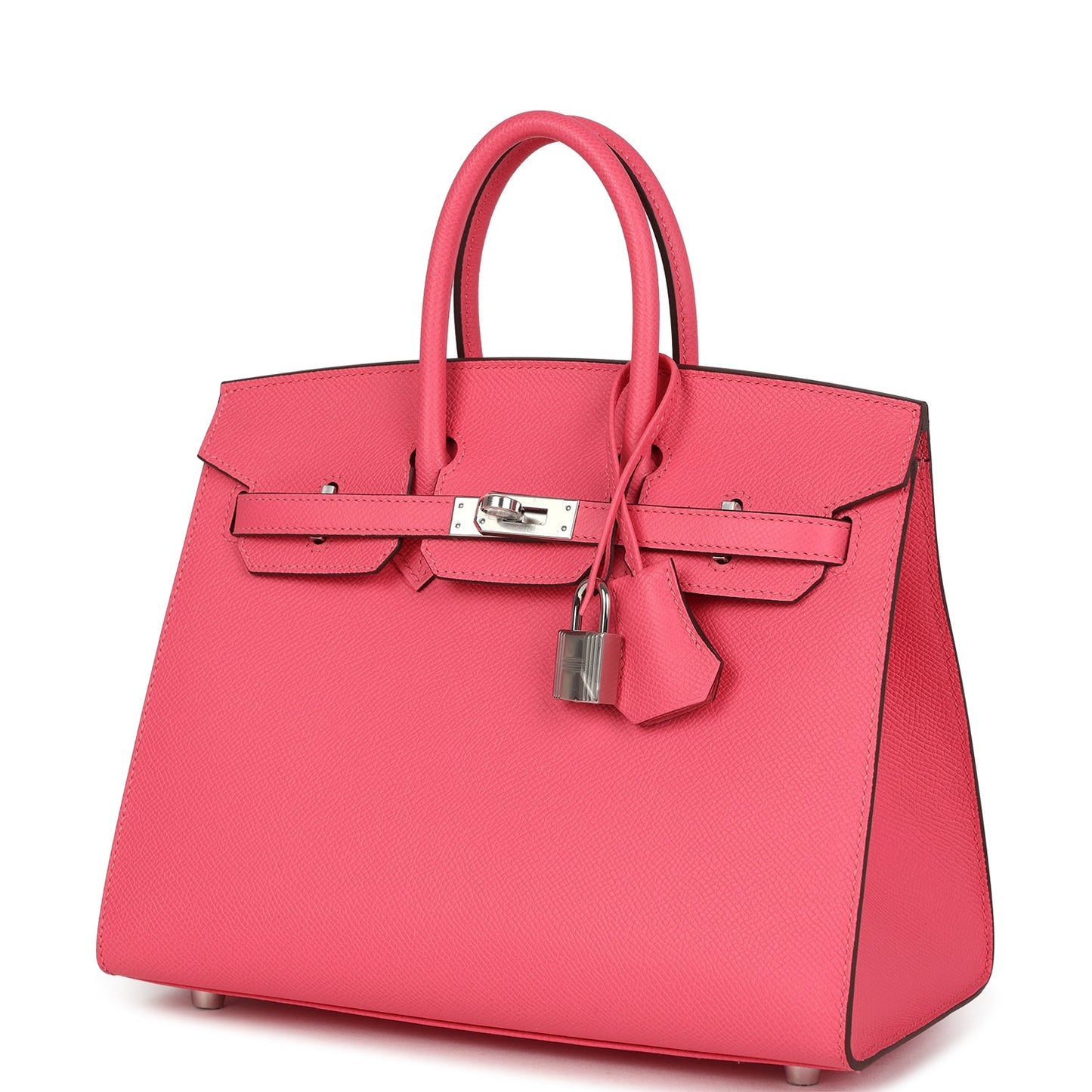 Birkin Sellier 25 Rose Azalee Epsom Palladium Hardware