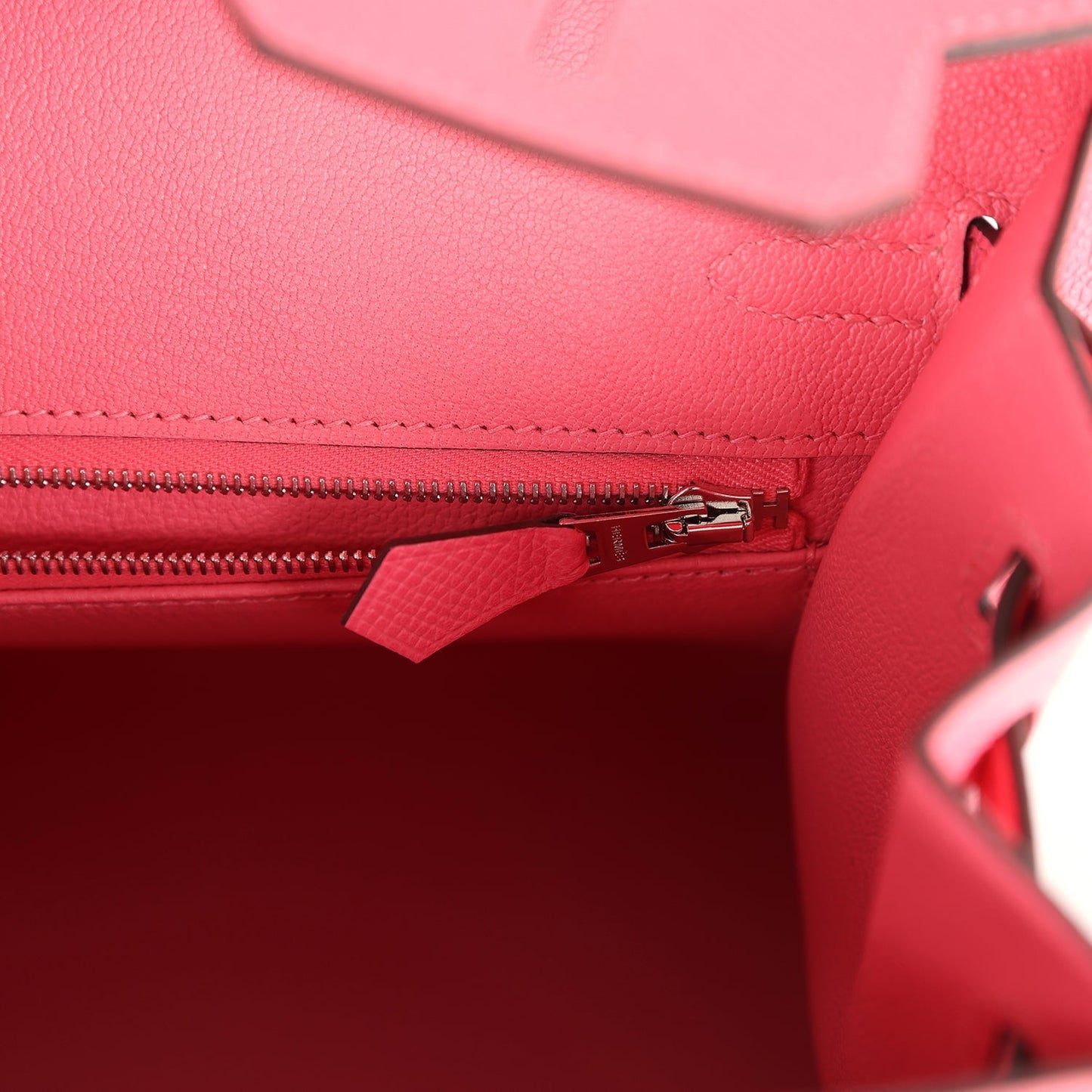 Birkin Sellier 25 Rose Azalee Epsom Palladium Hardware