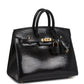 Birkin Sellier 20 Black Varanus Niloticus Lizard Gold Hardware