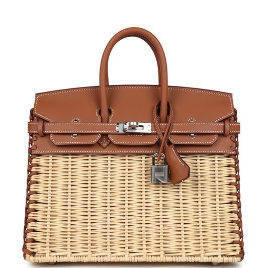 Picnic Birkin Sellier 25 Gold Swift Palladium Hardware