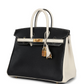 Hermès Special Order (HSS) Birkin 25 Bi-Color Black and Nata Chevre Mysore Brushed Gold Hardware