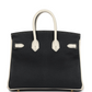 Hermès Special Order (HSS) Birkin 25 Bi-Color Black and Nata Chevre Mysore Brushed Gold Hardware