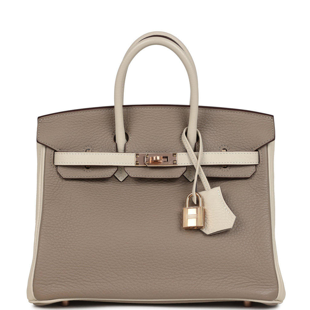 Hermès Special Order (HSS) Birkin 25 Gris Tourterelle and Craie Clemence Rose Gold Hardware