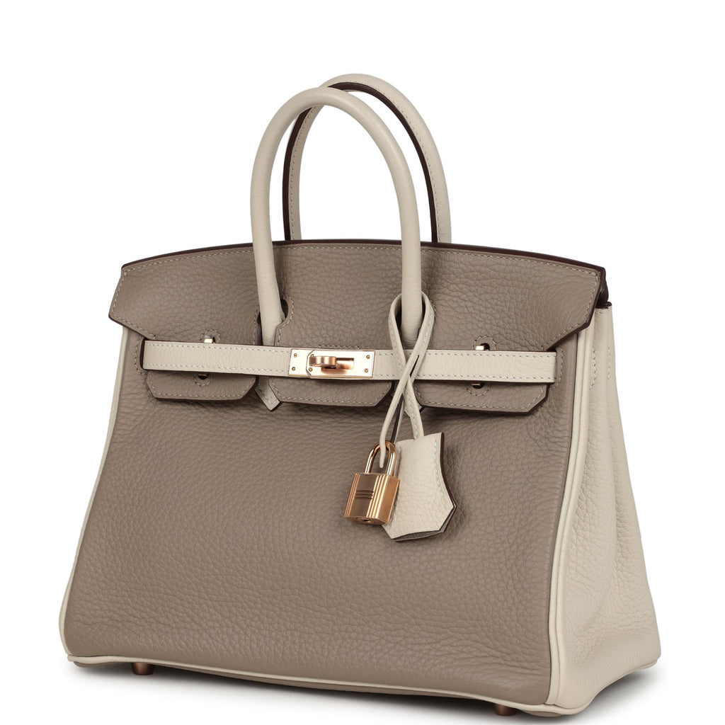 Hermès Special Order (HSS) Birkin 25 Gris Tourterelle and Craie Clemence Rose Gold Hardware