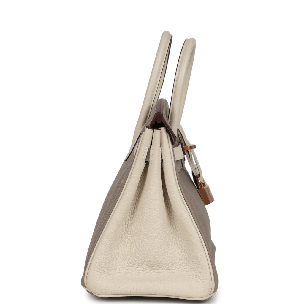 Hermès Special Order (HSS) Birkin 25 Gris Tourterelle and Craie Clemence Rose Gold Hardware