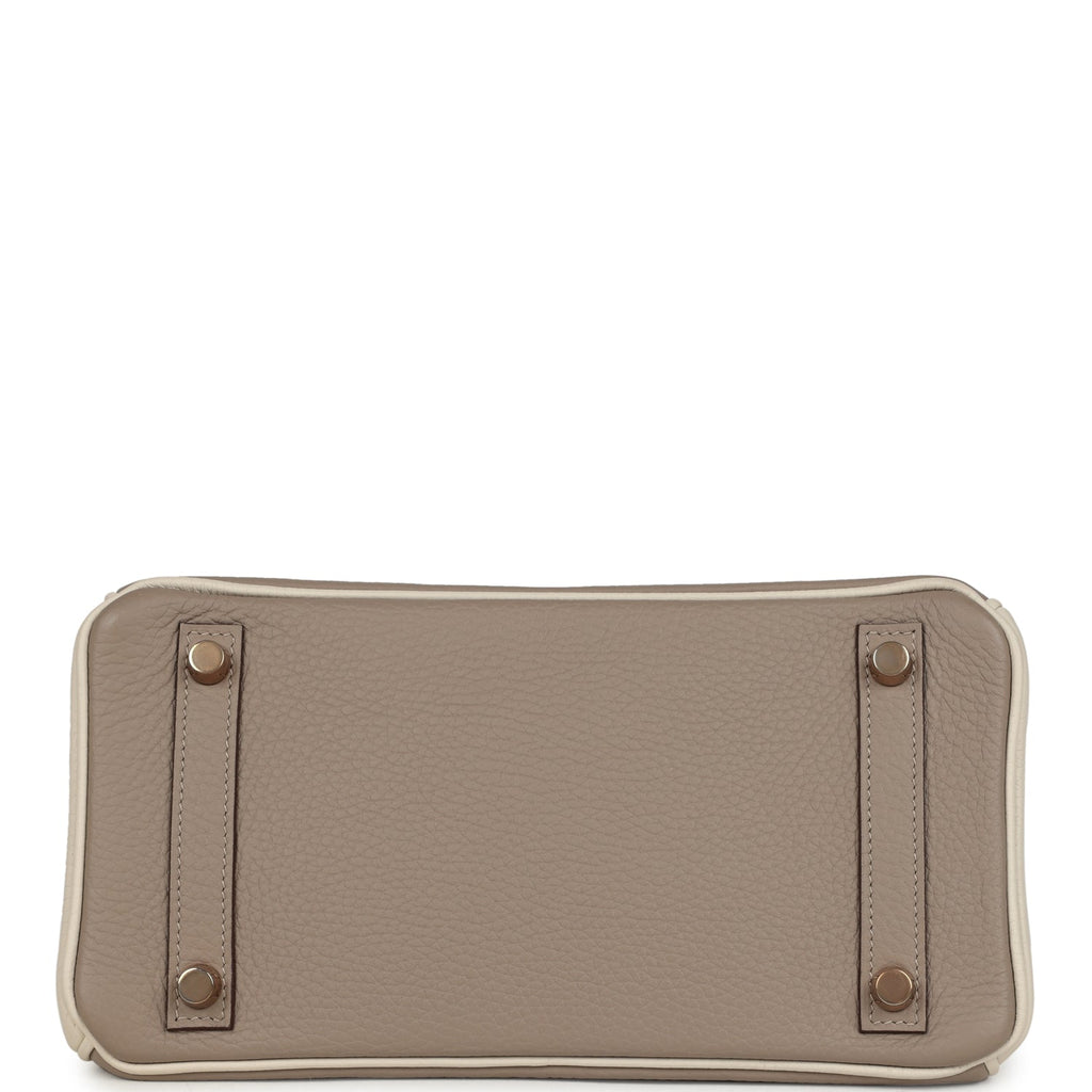 Hermès Special Order (HSS) Birkin 25 Gris Tourterelle and Craie Clemence Rose Gold Hardware