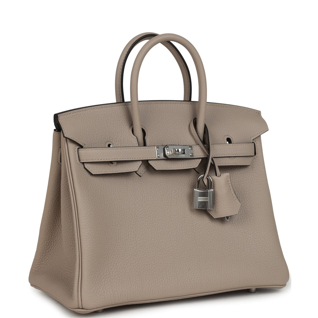 Birkins 25 Gris Tourterelle Togo Palladium Hardware