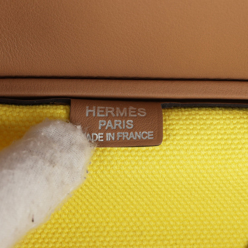 Birkin 35 Jaune Citron Toile and Chai Swift Palladium Hardware