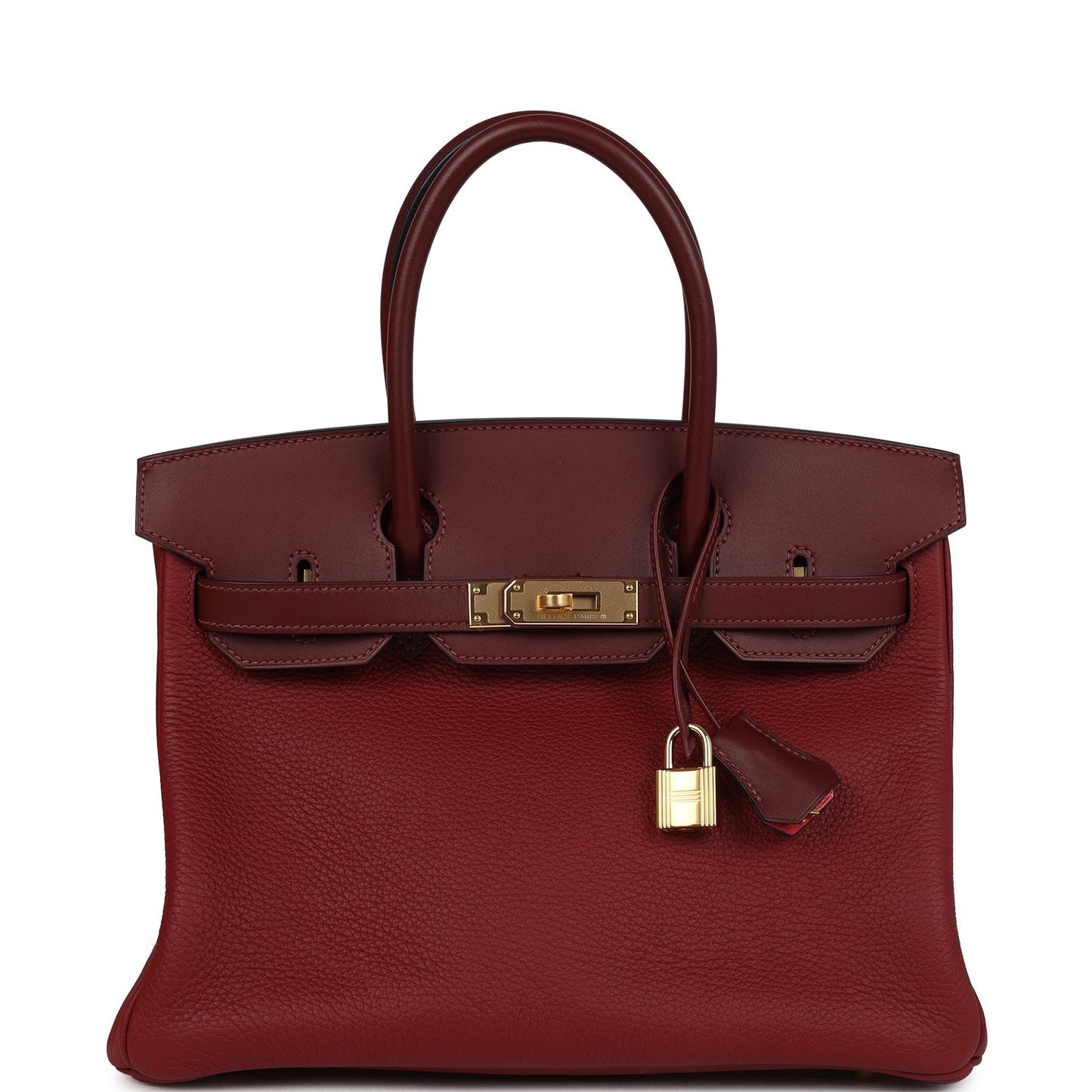 Birkin 30 Rouge H Verso Sombrero and Clemence Touch Gold Hardware
