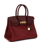 Birkin 30 Rouge H Verso Sombrero and Clemence Touch Gold Hardware