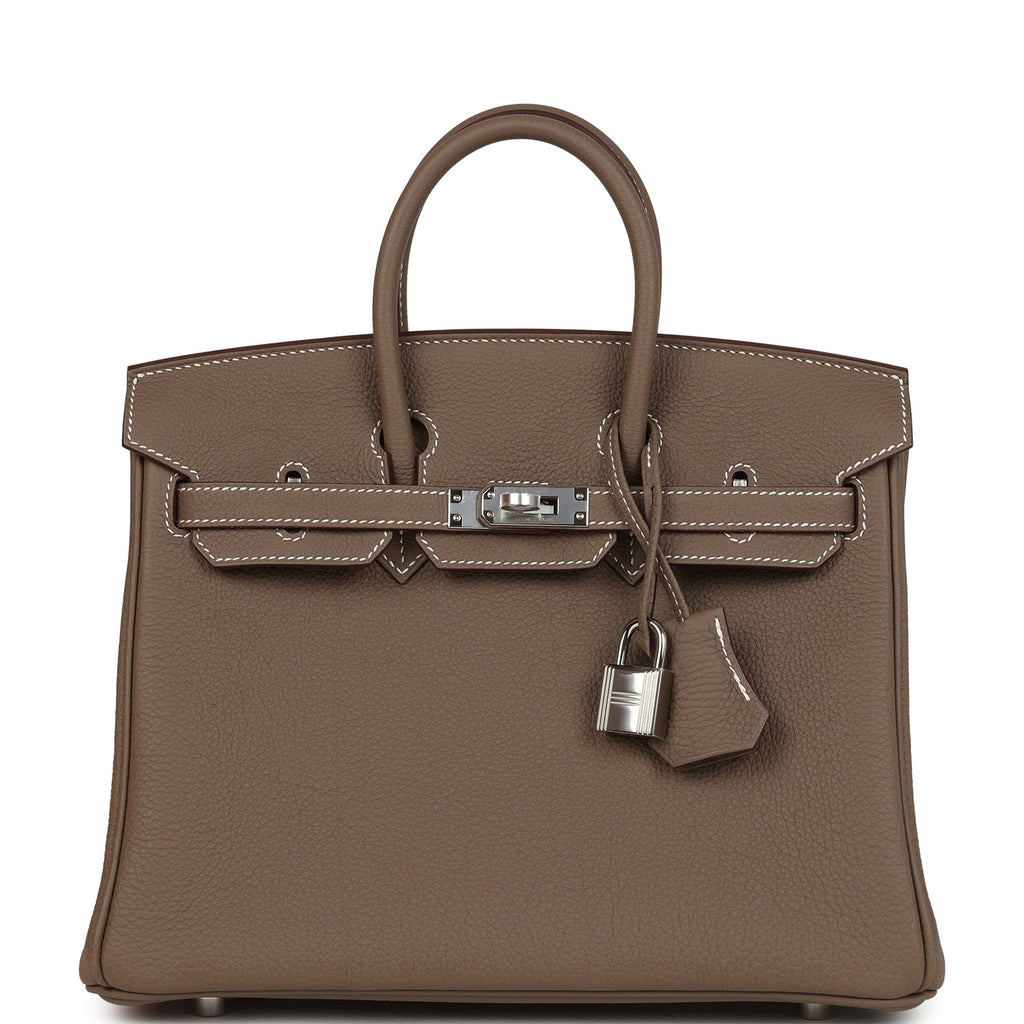 Birkins 25 Etoupe Togo Palladium Hardware