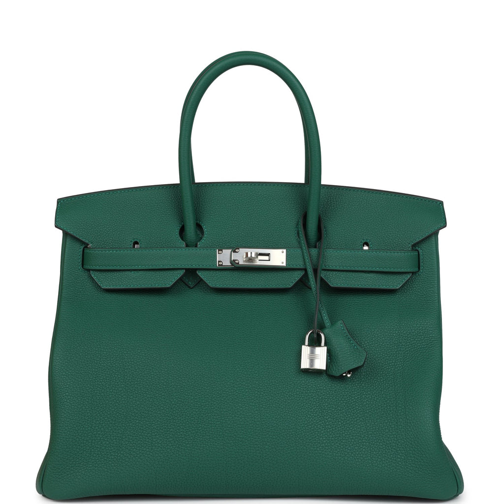 Birkin 35 Vert Moyen Togo Palladium Hardware