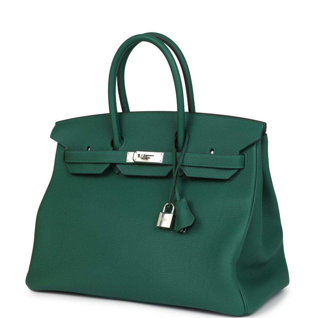 Birkin 35 Vert Moyen Togo Palladium Hardware