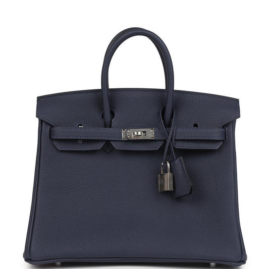 Birkins 25 Bleu Nuit Togo Palladium Hardware