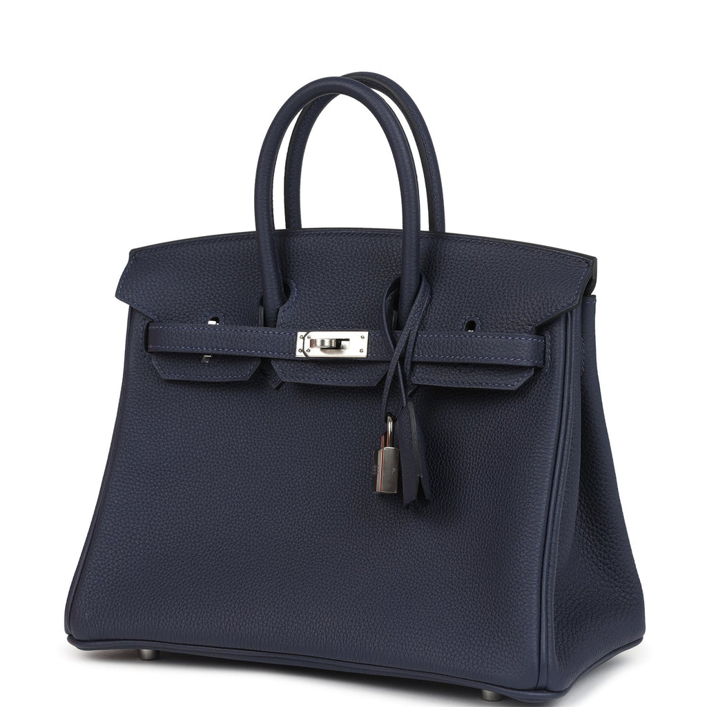 Birkins 25 Bleu Nuit Togo Palladium Hardware