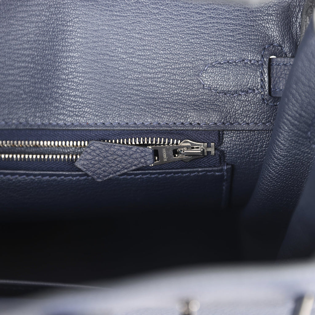 Birkins 25 Bleu Nuit Togo Palladium Hardware