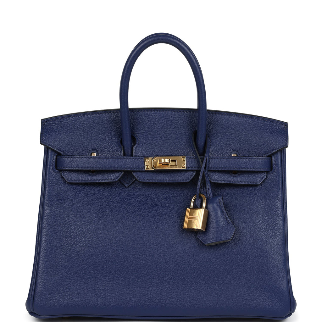 Birkins 25 Bleu Saphir Verso Novillo Gold Hardware