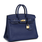 Birkins 25 Bleu Saphir Verso Novillo Gold Hardware