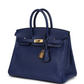 Birkins 25 Bleu Saphir Verso Novillo Gold Hardware