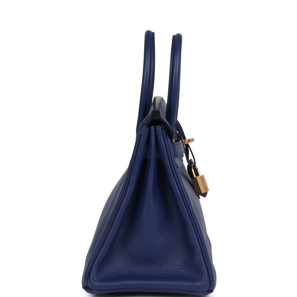 Birkins 25 Bleu Saphir Verso Novillo Gold Hardware